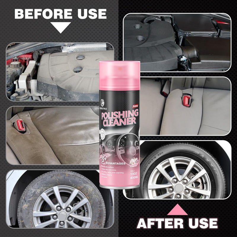 DONKEYPRO Car Interior Cleaner, Polishing Cleaner Detailer Spray for Vehicle Detailing, 450ml Aerosol 15 fl oz with Iron Can (1-pack) - Image 3
